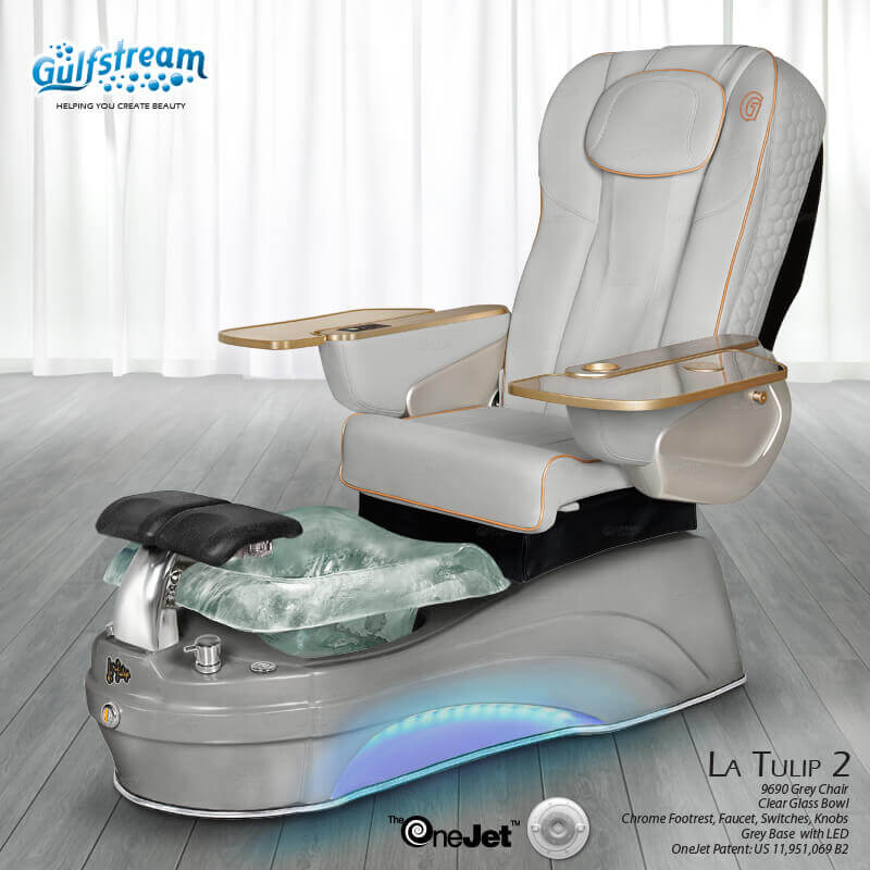 Gulfstream La Tulip 2 with Grey 9690 chair, grey base and clear glass bowl