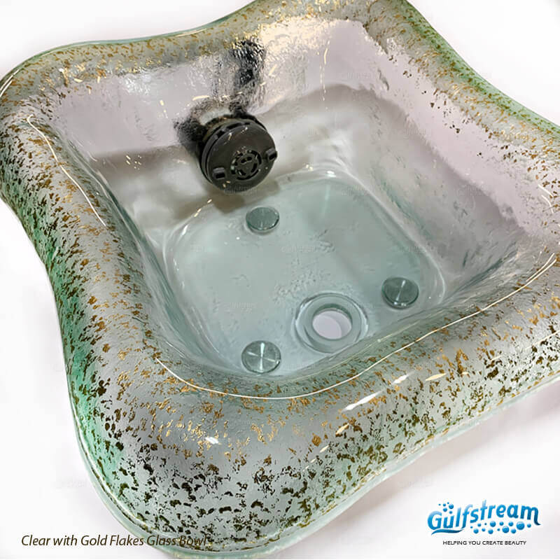 Clear with Gold Flakes glass bowl with OneJet