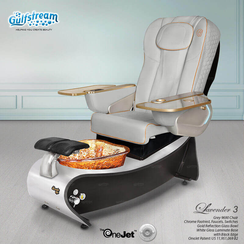 Gulfstream Lavender 3 with Grey 9690 chair, white base and clear glass bowl
