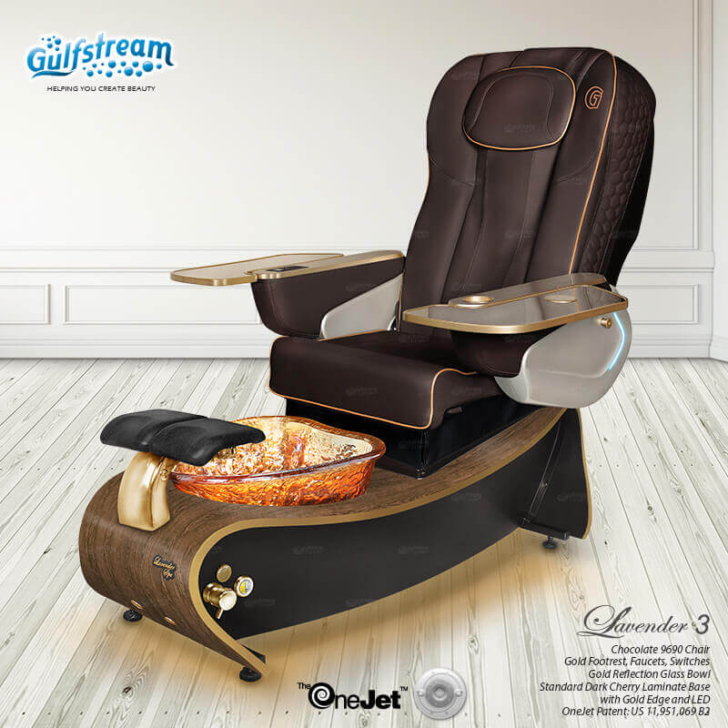 Gulfstream Lavender 3 with Chocolate 9690 chair, wood base and amber glass bowl