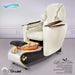 Gulfstream Lavender Relax Spa with Pearl White quilted Super Relax 2 chair, white and black base and amber glass bowl