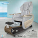 Gulfstream Lavender Relax Spa with Light Grey Super Relax 3 chair, wood base and clear glass bowl