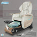 Gulfstream Maravilla Relax Spa with Pearl White Super Relax 3 chair, wood base and clear glass bowl