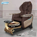 Gulfstream Maravilla Relax Spa with Chocolate Super Relax 3 chair, wood base and Rustic Gold glass bowl