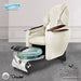 Gulfstream Maravilla Relax Spa with Pearl White quilted Super Relax 2 chair, white and black base and clear glass bowl