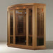 "Maxxus 3-person Corner Low EMF FAR Infrared Sauna with reforested Canadian Red Cedar, featuring 9 energy-efficient carbon heating panels, Chromotherapy lighting, and Bluetooth speakers."