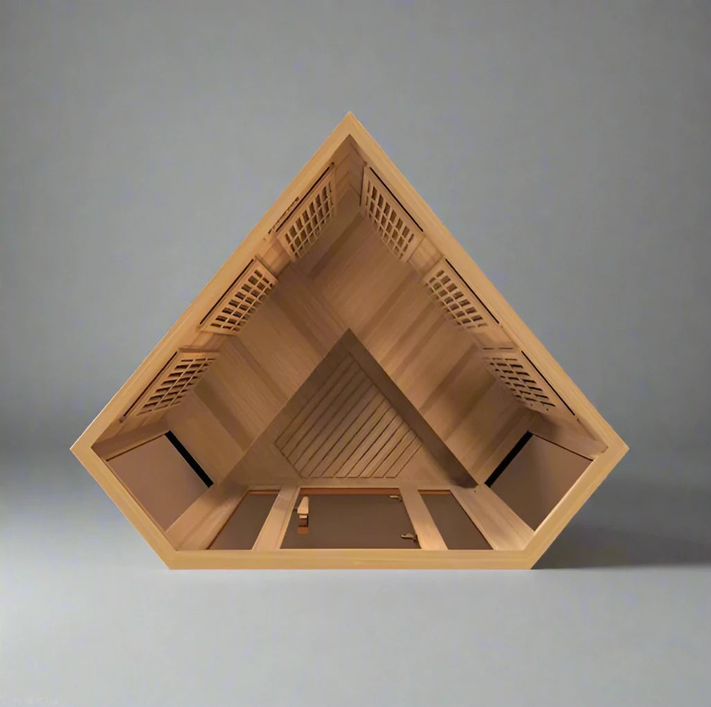 Maxxus 3-Person Corner Low EMF FAR Infrared Sauna (Canadian Red Cedar)