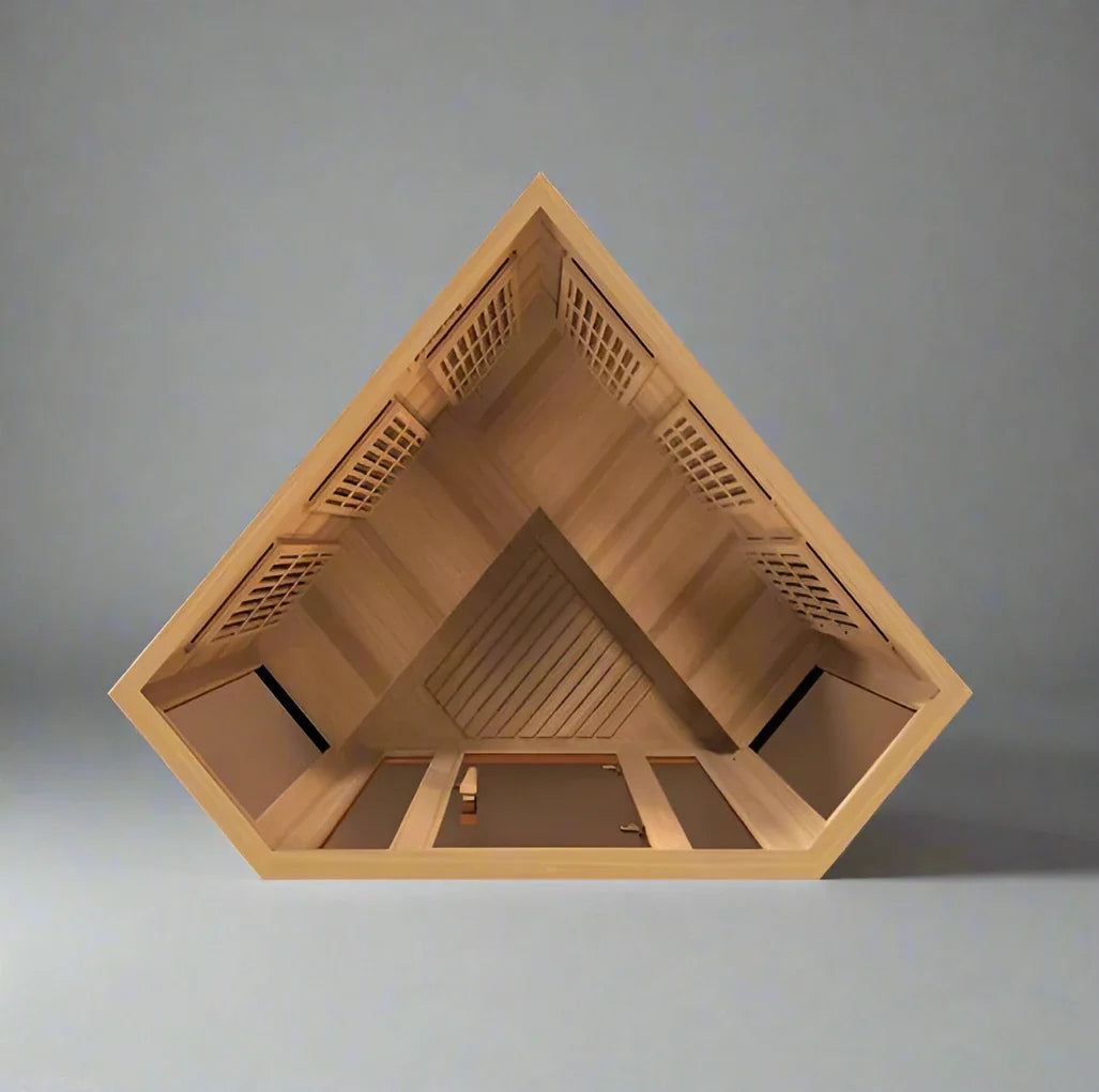 Maxxus 3-Person Corner Low EMF FAR Infrared Sauna (Canadian Red Cedar)