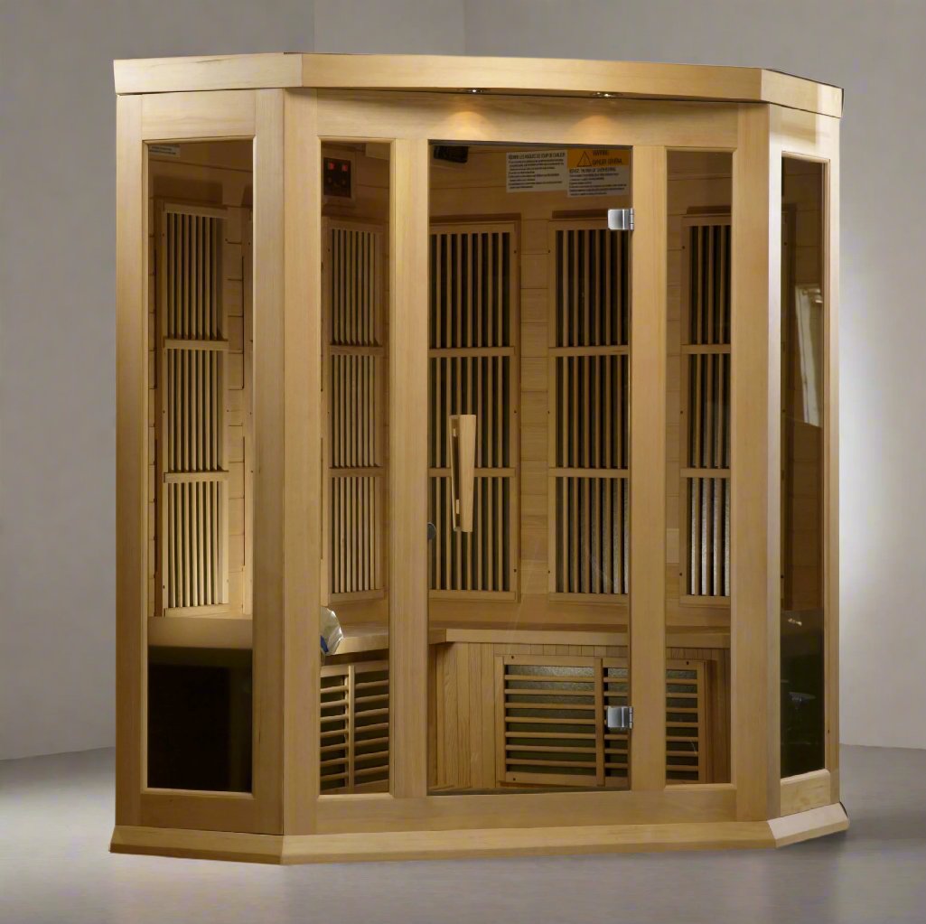 Maxxus 3-Person Corner Low EMF FAR Infrared Sauna (Canadian Hemlock)