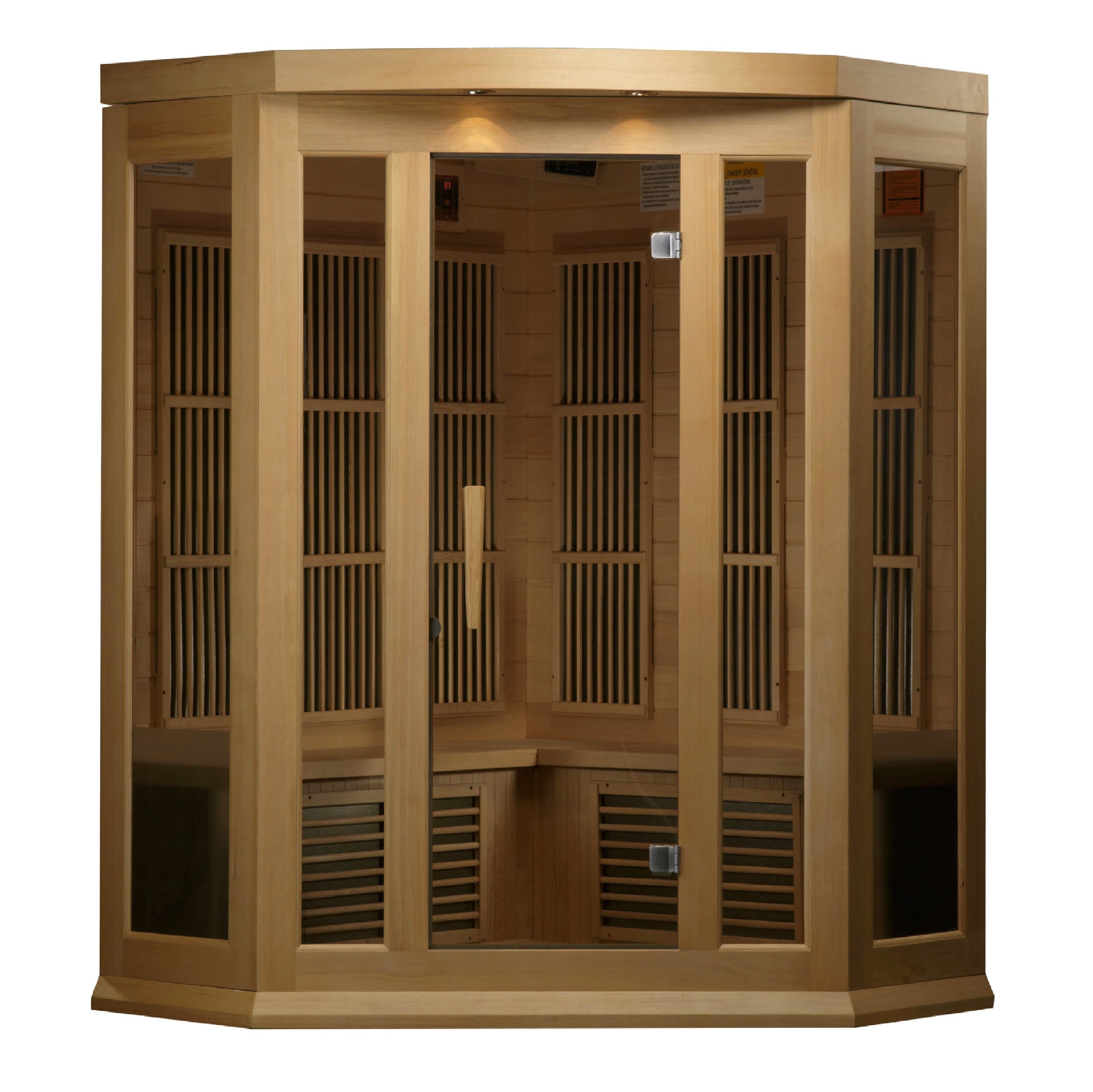 Maxxus 3-Person Corner Low EMF FAR Infrared Sauna (Canadian Hemlock)
