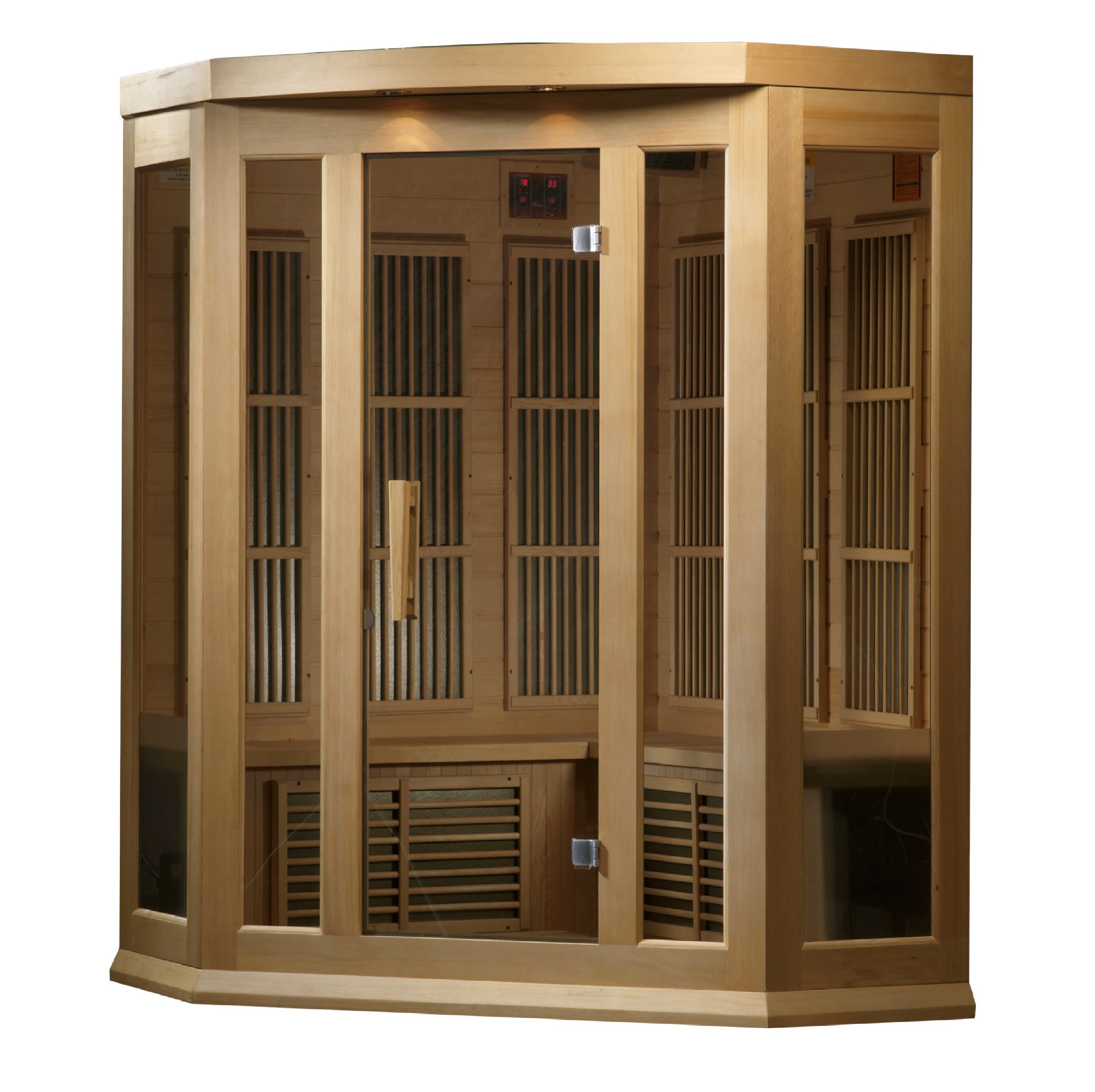 Maxxus 3-Person Corner Low EMF FAR Infrared Sauna (Canadian Hemlock)