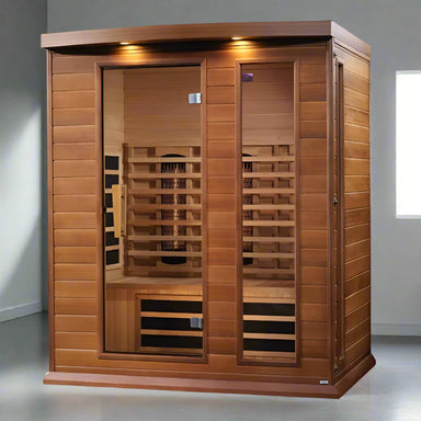 Maxxus 3-Person Near Zero EMF FAR Infrared Sauna with Canadian Red Cedar, Chromotherapy & Bluetooth.