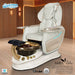 Gulfstream Mira Relax Spa with Pearl White Super Relax 3 chair, white base and Rustic Gold glass bowl