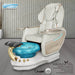 Gulfstream Miranda Relax Spa with Pearl White Super Relax 3 chair, white base and blue glass bowl