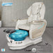 Gulfstream Miranda Relax Spa with Pearl White Super Relax 3 chair, white base and blue glass bowl