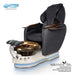 Gulfstream Miranda Relax Spa with Black quilted Super Relax 2 chair, white base and Rustic Gold glass bowl