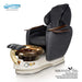 Gulfstream Miranda Relax Spa with Black quilted Super Relax 2 chair, white base and Rustic Gold glass bowl