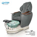 Gulfstream Miranda Relax Spa with Dark Grey quilted Super Relax 2 chair, white base and clear glass bowl