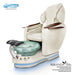 Gulfstream Miranda Relax Spa with Pearl White quilted Super Relax 2 chair, white base and clear glass bowl