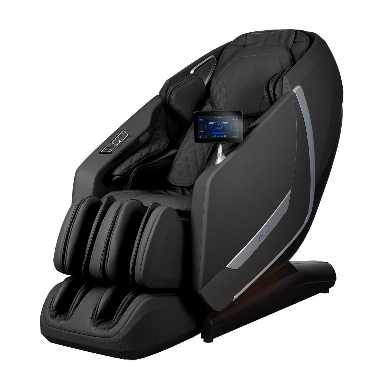 Black massage chair against white background