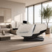 Taupe and black massage chair in zero gravity position in modern living room