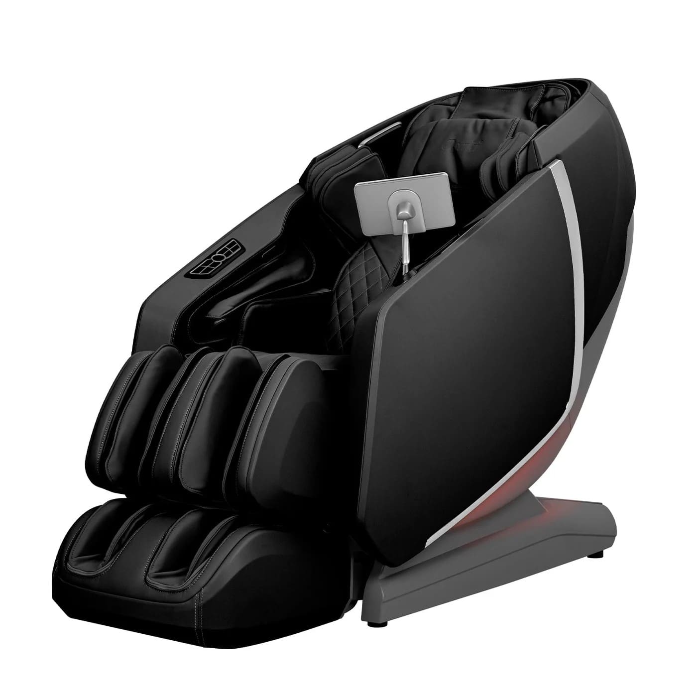 Osaki OS HighPointe 4D massage chair in black, three-quarter view on white background

