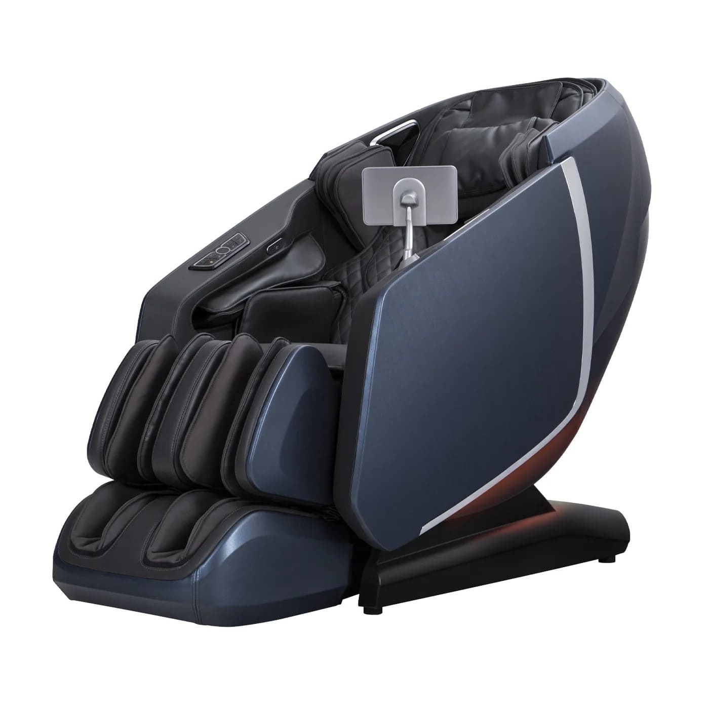 Osaki OS HighPointe 4D massage chair in blue, three-quarter view on white background
