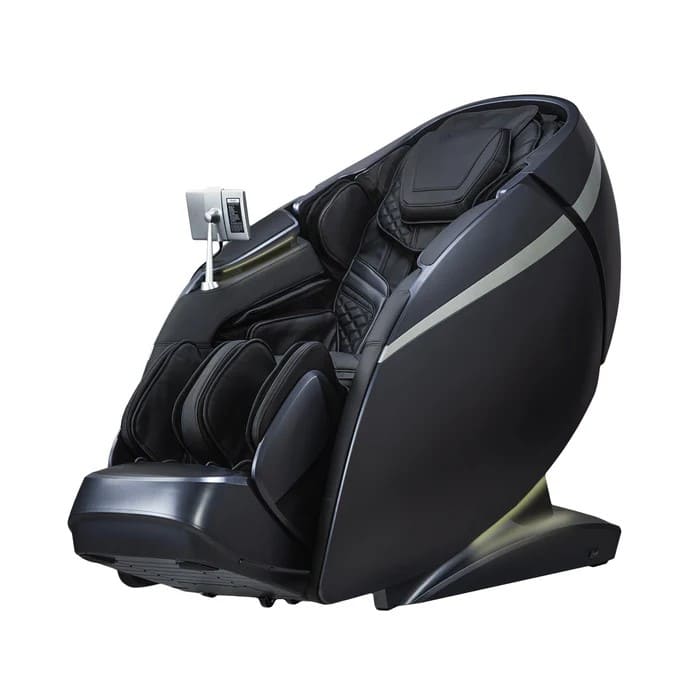 Osaki OS-Pro 4D DuoMax massage chair in black, three-quarter view
