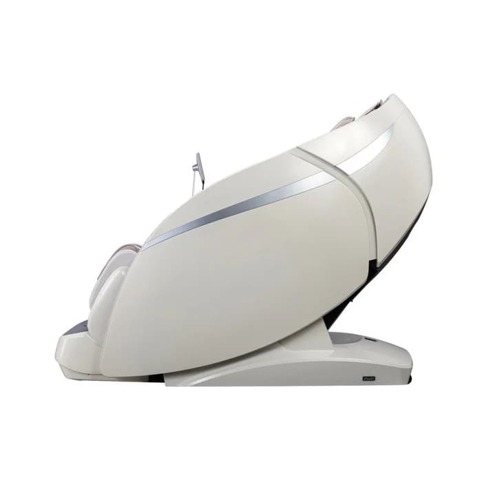 Side profile view of Osaki OS-Pro 4D DuoMax massage chair in taupe upright position
