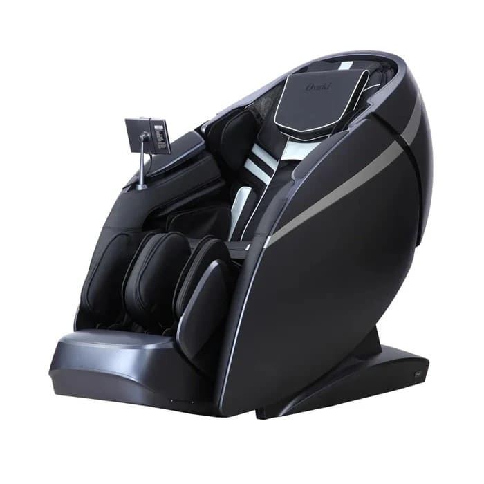 Osaki OS-Pro 4D DuoMax SE massage chair in midnight black, three-quarter view