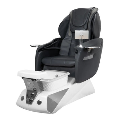 Side view of Osaki Comet Black Pedicure Chair with White Basin