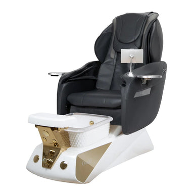 Osaki Comet pedicure chair - black leather with white and gold spa basin