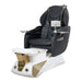 Osaki Comet pedicure chair - black leather with white and gold spa basin