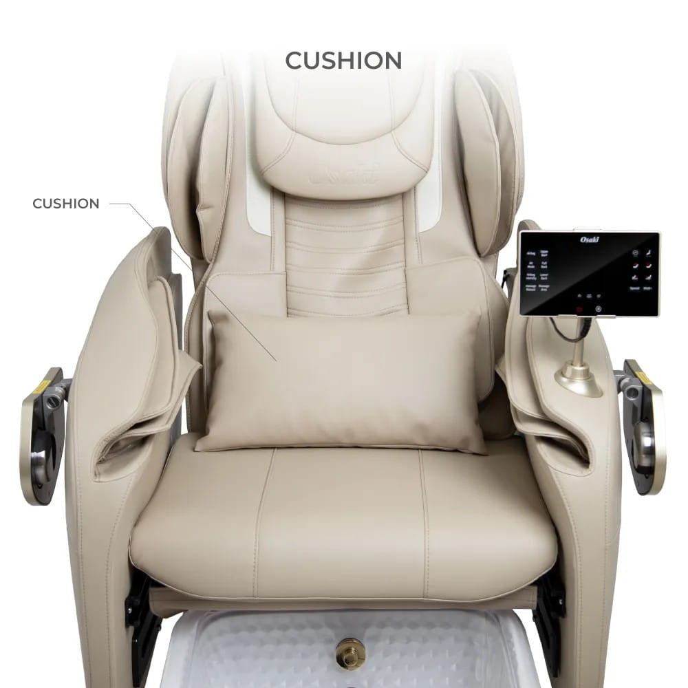 Pedicure chair showing pillow cushion