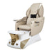 Pedicure Chair with Taupe Seat and White Basin with Gold Accents 