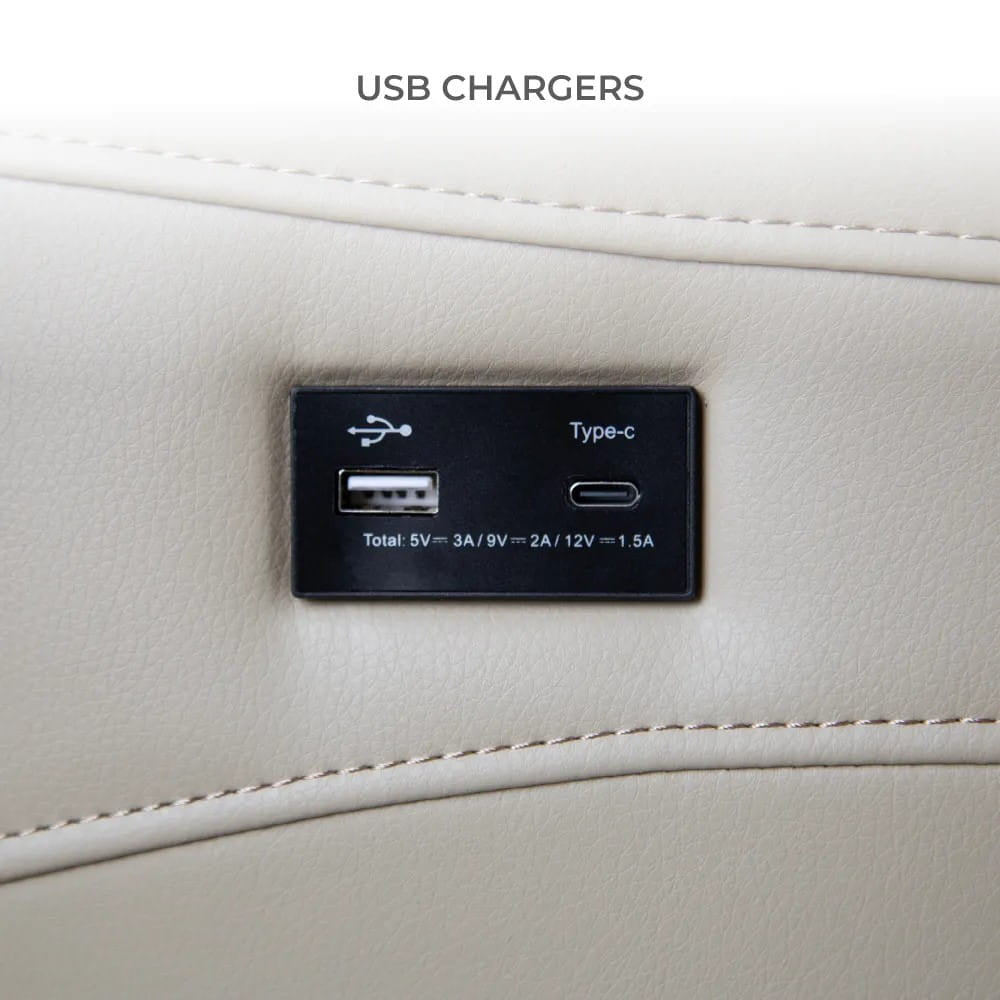 Pedicure Chair featuring USB  and type C charging outlets