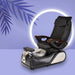 Black pedicure chair with crystal bowl and black base