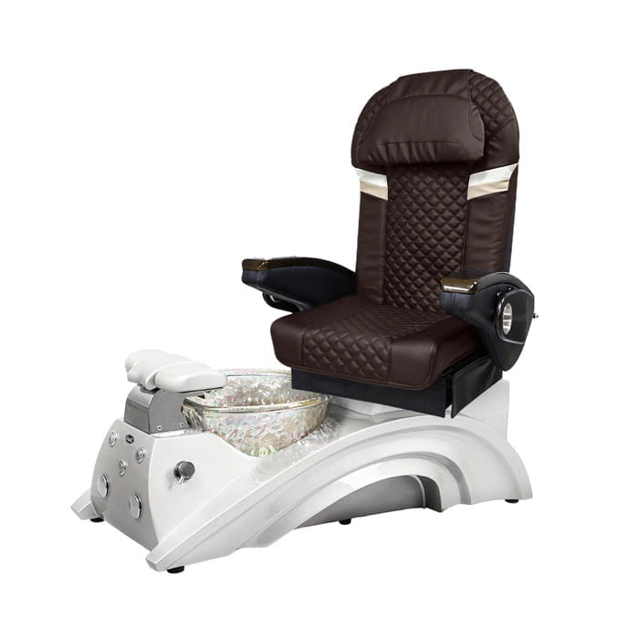 Brown pedicure chair with white base