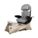Light gray pedicure chair with champagne base and crystal bowl