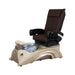 Brown pedicure chair with champagne base and pedicure bowl