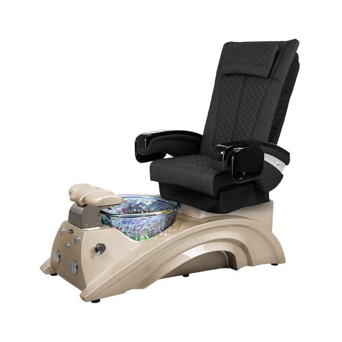 Dark Gray pedicure chair with champagne base and pedicure bowl