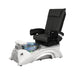 Dark gray pedicure chair with white base and pedicure bowl 