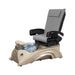 Light gray pedicure chair with champagne base and pedicure bowl 