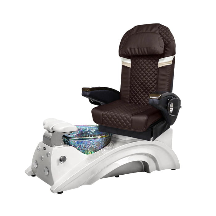 Brown pedicure chair with white base 
