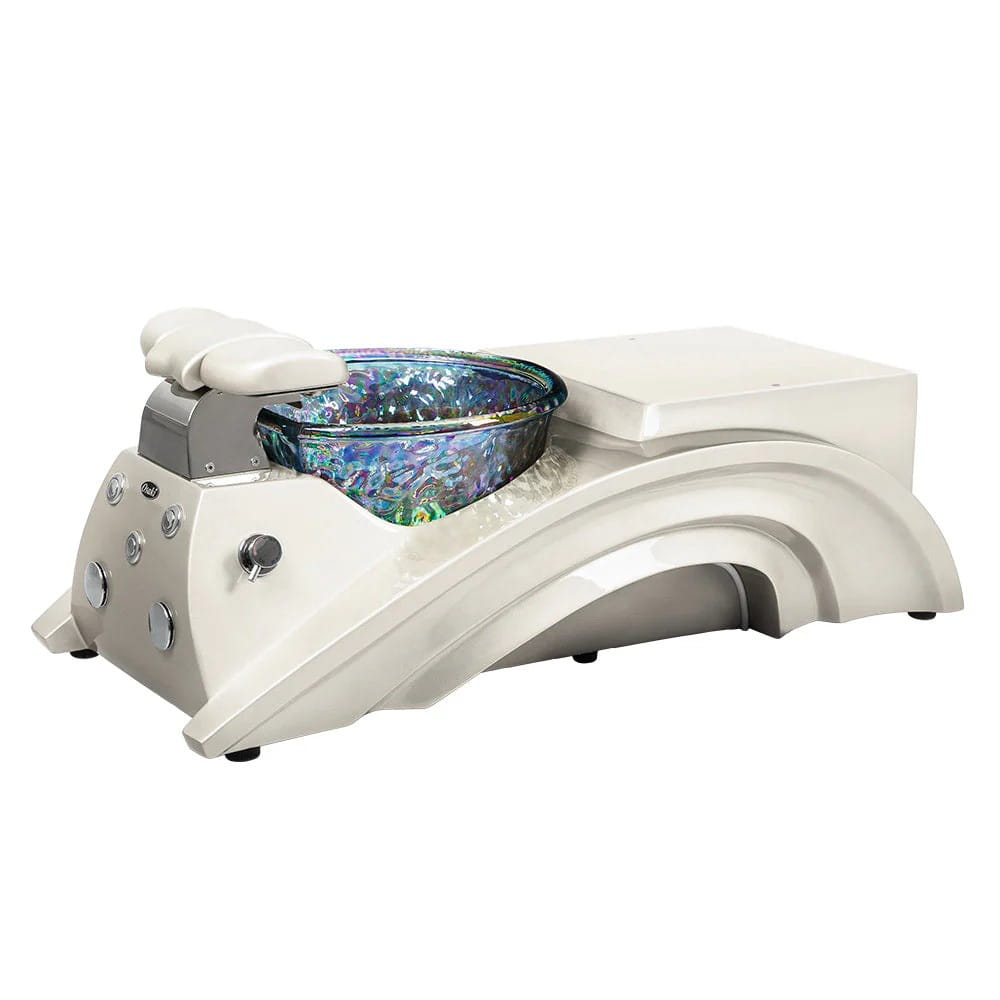 White pedicure chair base with colored bowl