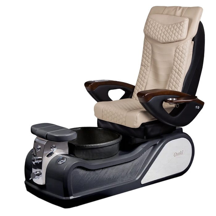 Beige Pedicure Chair with black Base and black bowl 