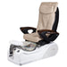 Beige Pedicure Chair with White Base and Crystal Bowl