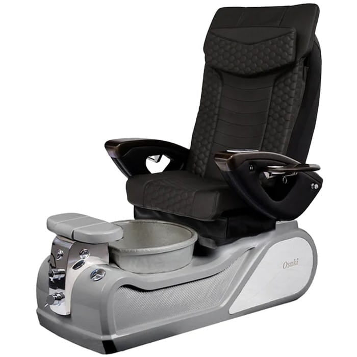 Black Pedicure Chair with Gray Base and Bowl 