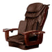 Brown pedicure massage chair top with wooden armrests