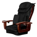 Black massage chair with wooden armrests